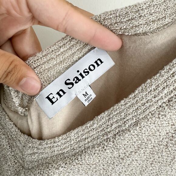 En Saison Alwin V-Neck Midi Dress Mixed Media Sweater Poplin Womans mediu HH4041 - Picture 3 of 4